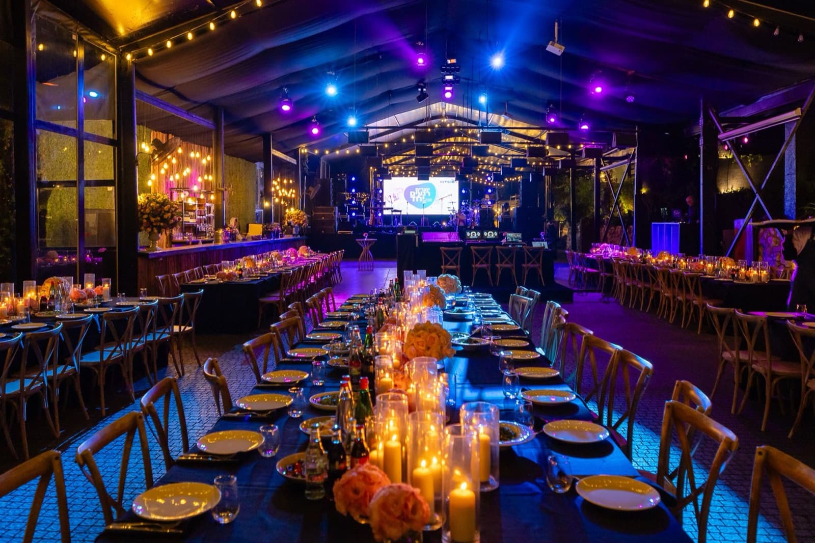 Gala dinner under warm lighting